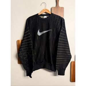 Nike Black Yellow Lenticular Knit Sport Crew Neck Pullover Sweater Medium NWT